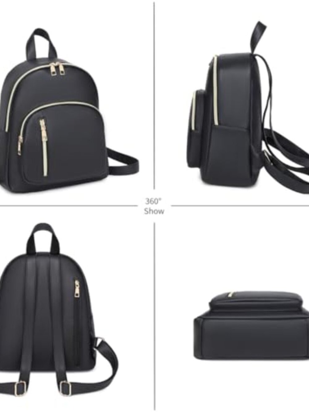 Faux Leather Mini Backpack Purse Anti-Theft Waterproof Small Casual Daypack - Picture 4 of 5